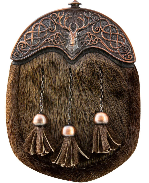 Scottish Brown Fur Stag Celtic Design Dress Sporran